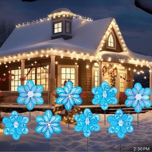 Blue Snowflake Holiday Yard Stakes